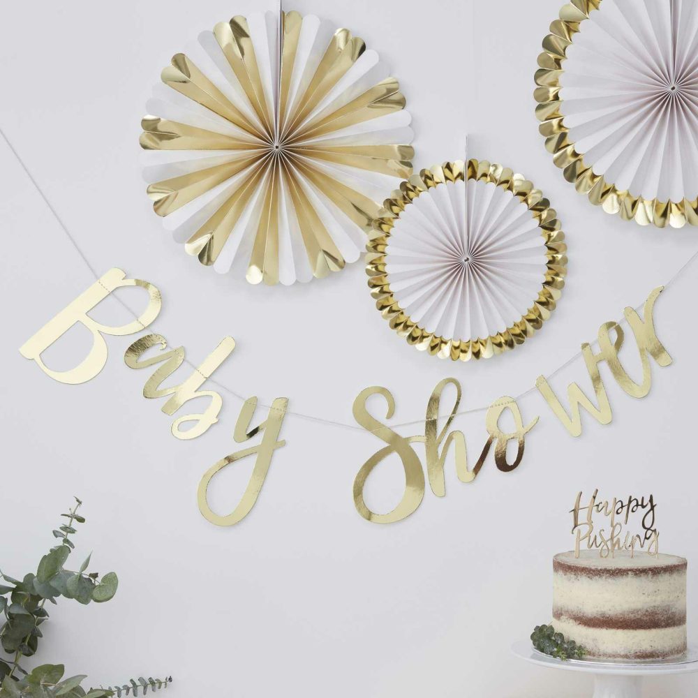 Baby Shower Backdrop |   Gold Baby Shower Bunting Baby Shower Baby Shower Backdrop