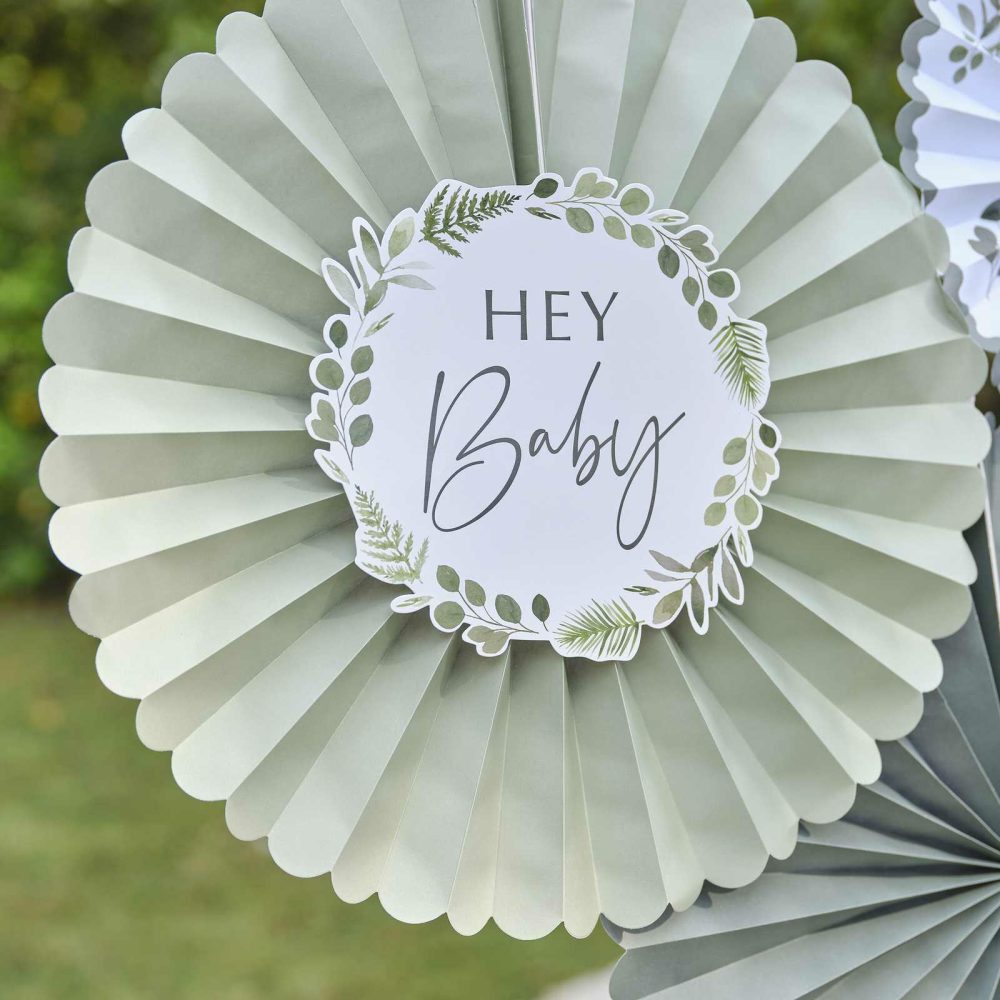 Baby Shower Backdrop |   Hey Baby Paper Fan Baby Shower Decorations Baby Shower Baby Shower Backdrop