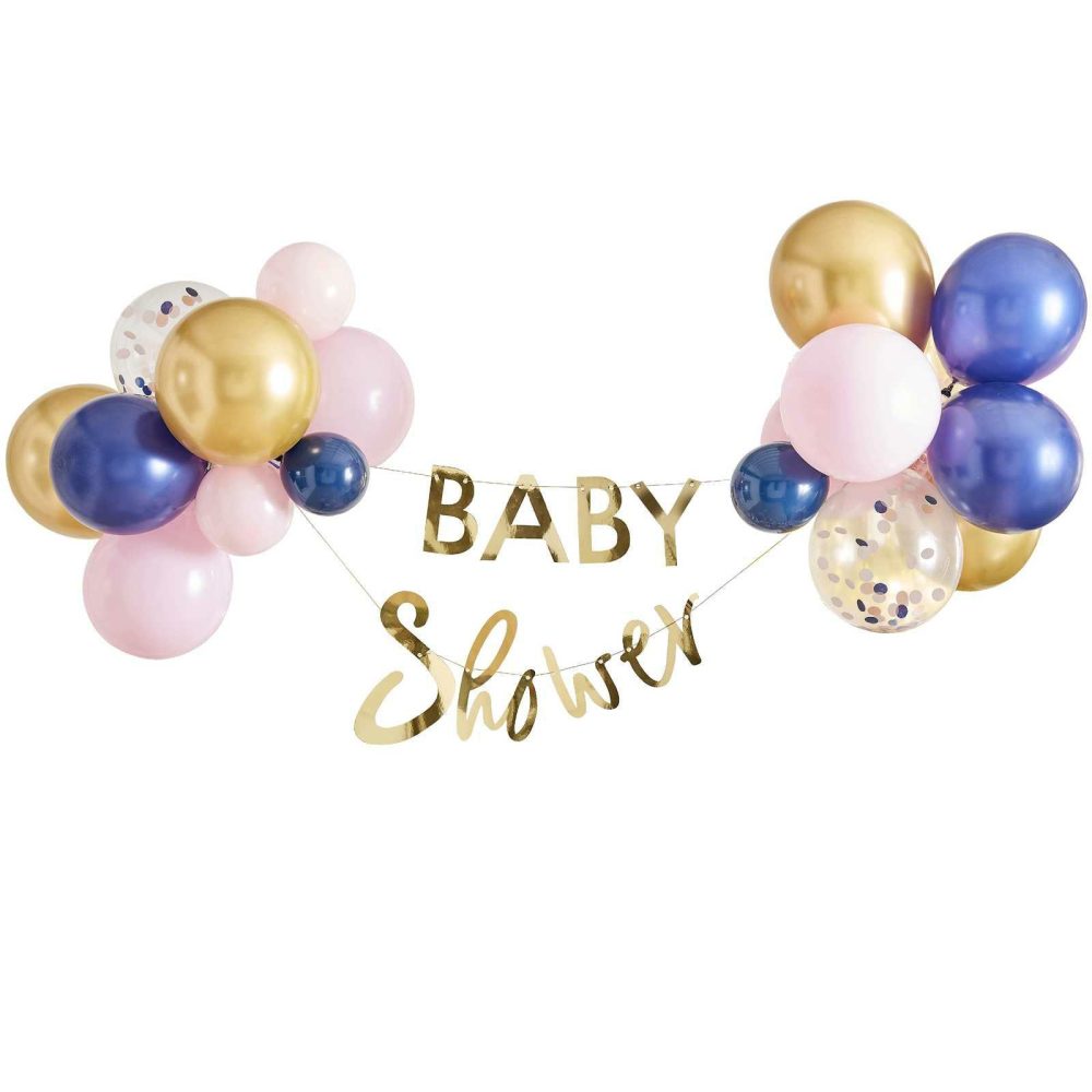 Baby Shower Balloons |   Gold Baby Shower Banner And Balloon Decoration Baby Shower Balloons Baby Shower Balloons