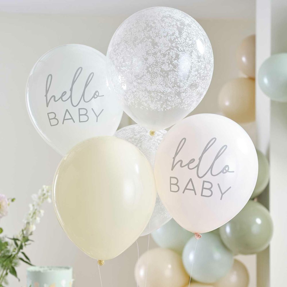 Baby Shower Balloons |   Hello Baby Floral Baby Shower Balloon Bundle Baby Shower Balloons