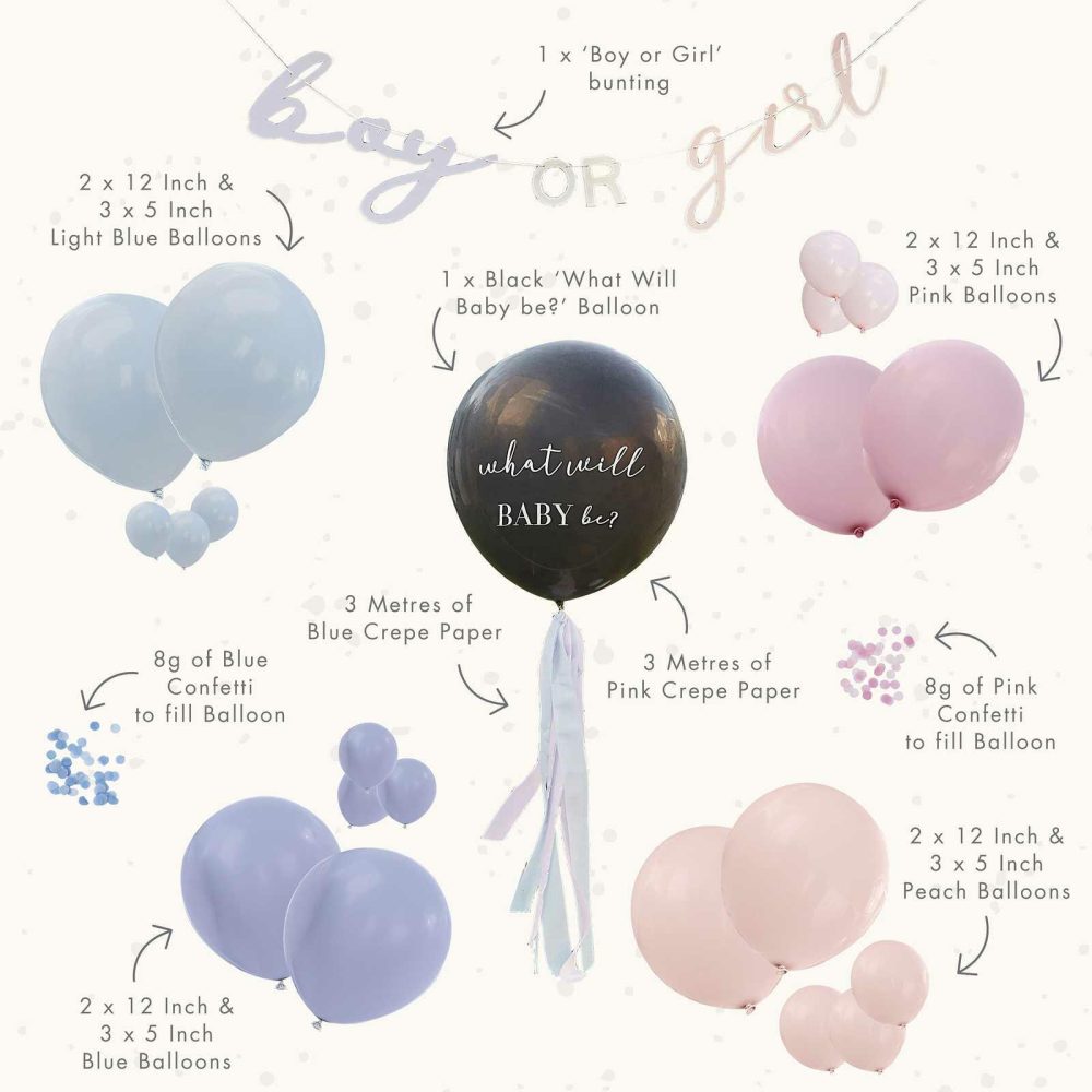 Baby Shower Balloons |   What Will Baby Be Gender Reveal Balloon Kit Baby Shower Balloons Baby Shower Balloons