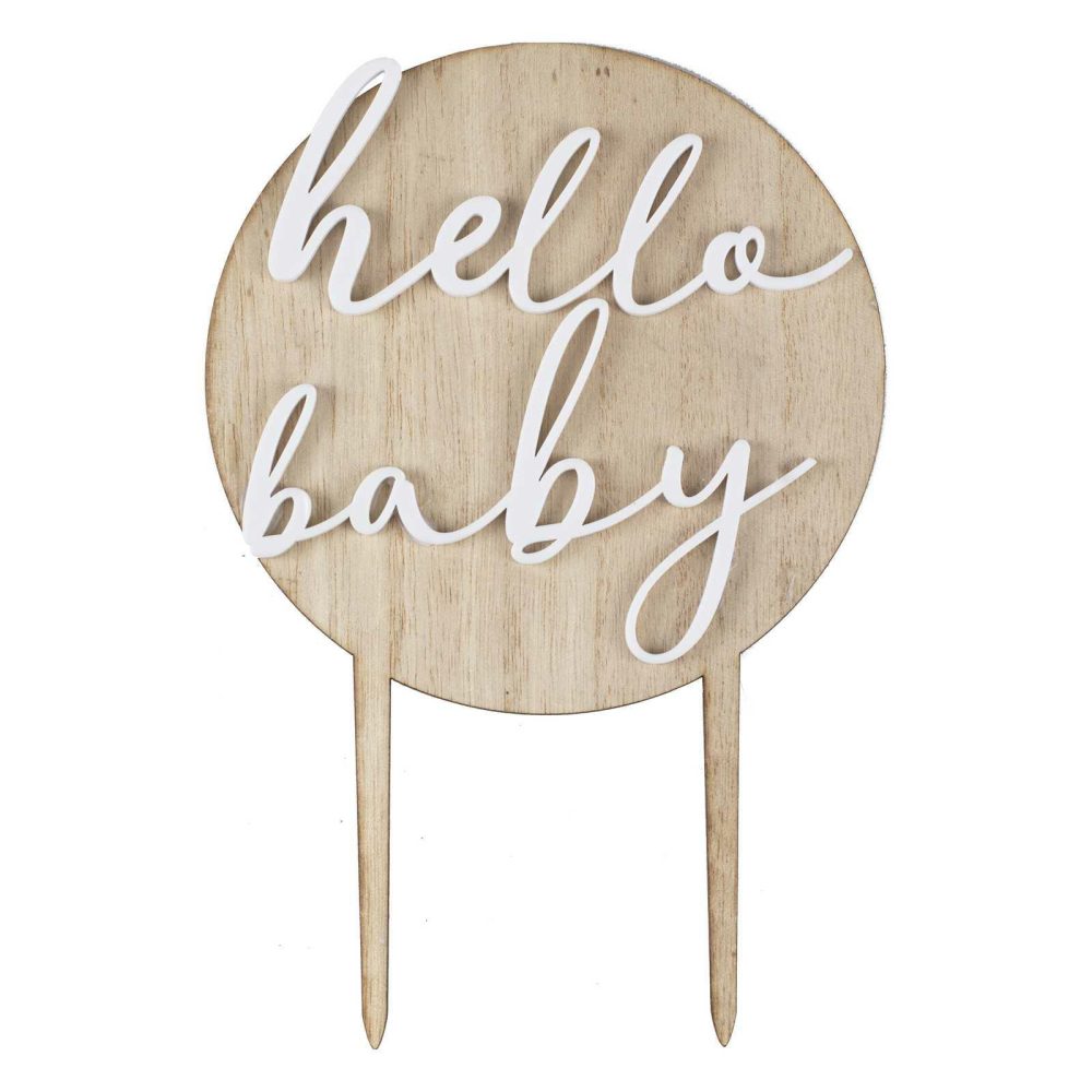 Baby Shower Cake Decorations |   Hello Baby Wood And Acrylic Baby Shower Cake Topper Baby Shower Baby Shower Cake Decorations