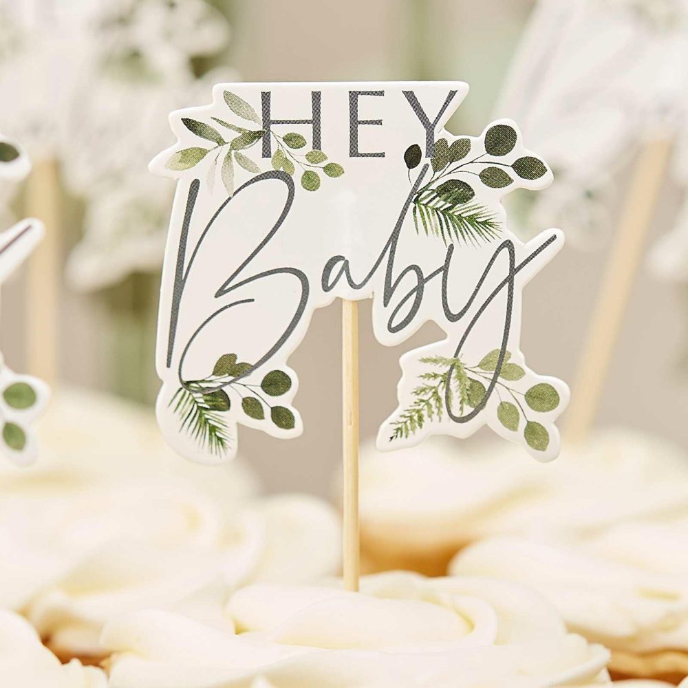 Baby Shower Cake Decorations |   Hey Baby Shower Cupcake Toppers Baby Shower Baby Shower Cake Decorations