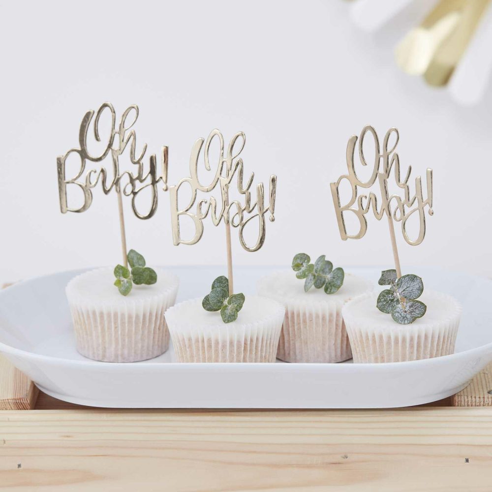 Baby Shower Cake Decorations |   Oh Baby! Baby Shower Cupcake Toppers Baby Shower Baby Shower Cake Decorations