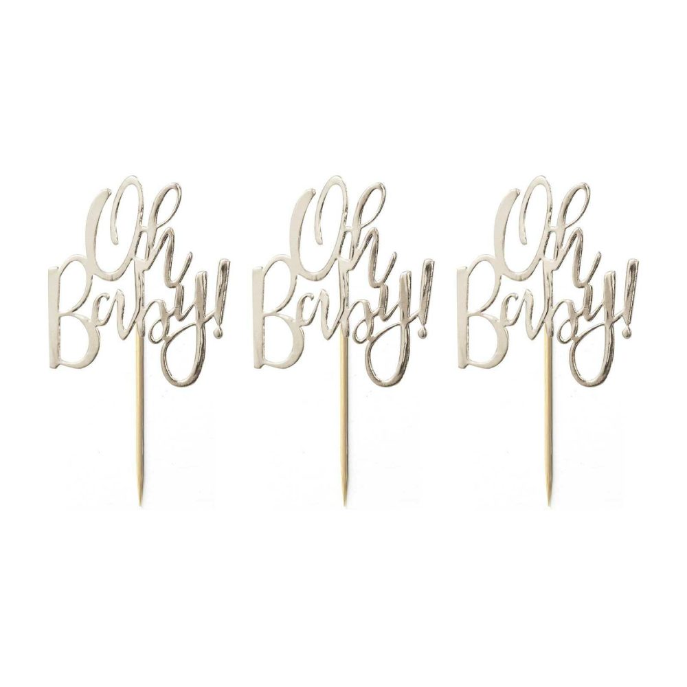 Baby Shower Cake Decorations |   Oh Baby! Baby Shower Cupcake Toppers Baby Shower Baby Shower Cake Decorations