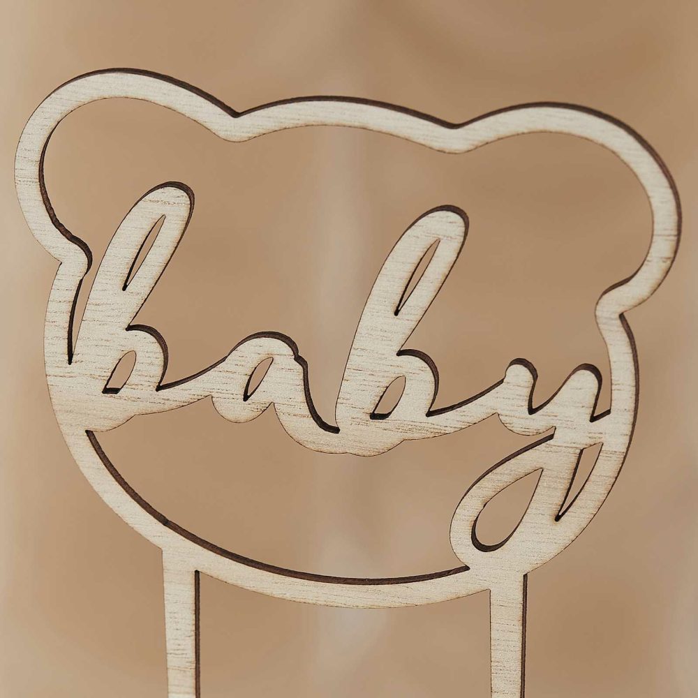 Baby Shower Cake Decorations |   Wooden Teddy Bear Baby Shower Cake Topper Baby Shower Baby Shower Cake Decorations