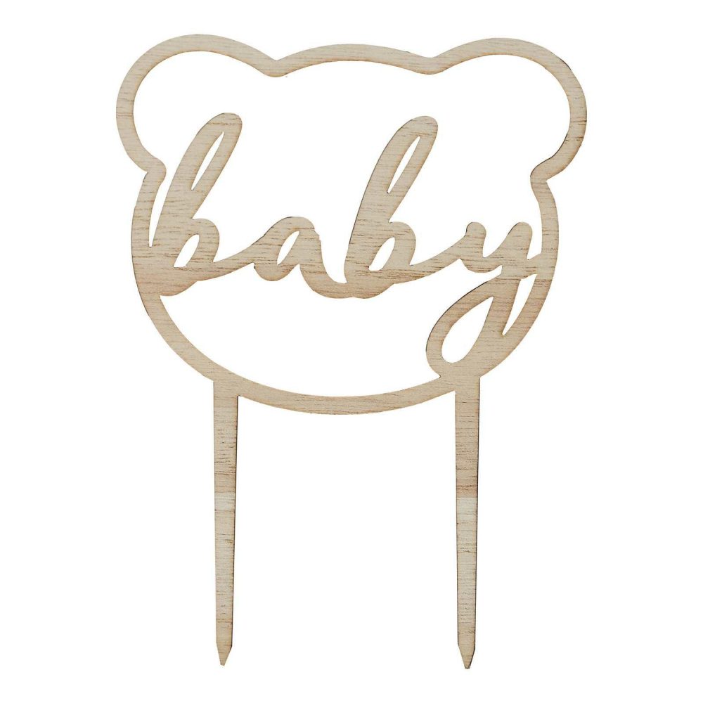 Baby Shower Cake Decorations |   Wooden Teddy Bear Baby Shower Cake Topper Baby Shower Baby Shower Cake Decorations