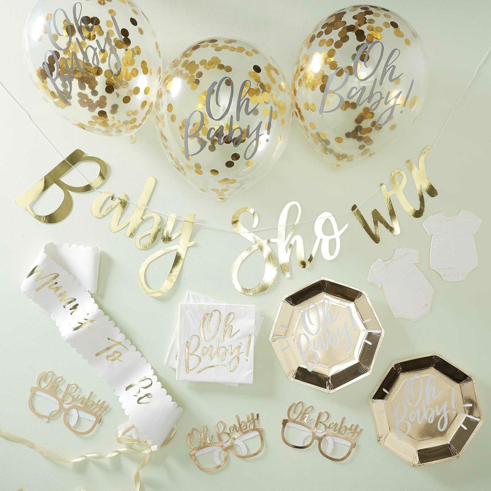 Baby Shower Decorations |   Gold Baby Shower Party In A Box Baby Shower Baby Shower Decorations