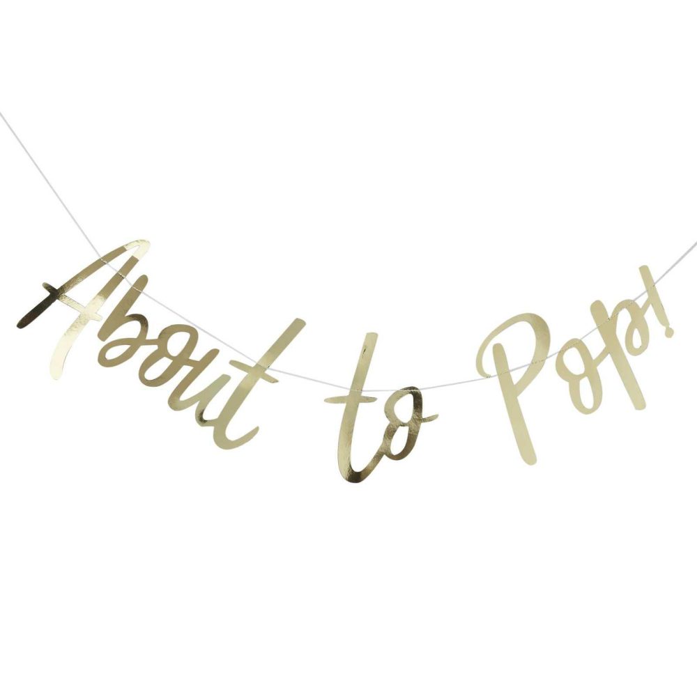 Baby Shower Decorations |   Gold Foiled About To Pop Baby Shower Banner Baby Shower Baby Shower Decorations