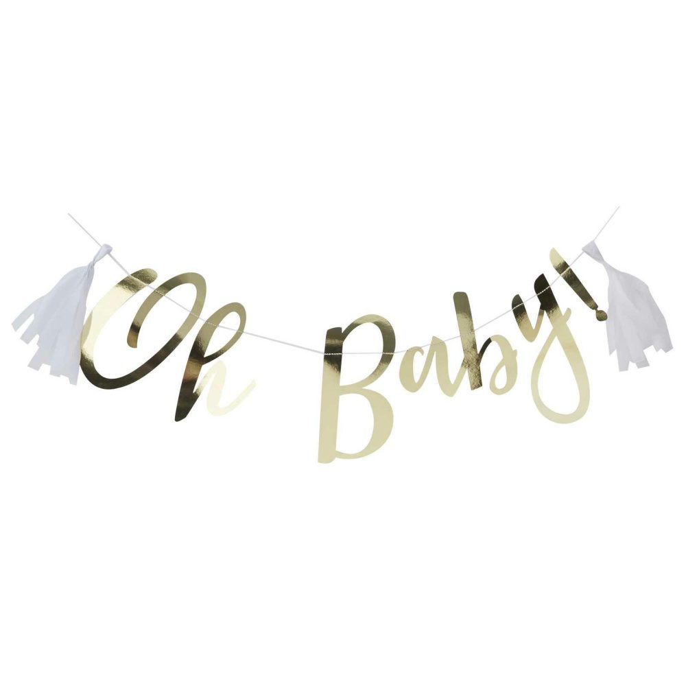 Baby Shower Decorations |   Gold Oh Baby! Baby Shower Bunting Baby Shower Baby Shower Decorations