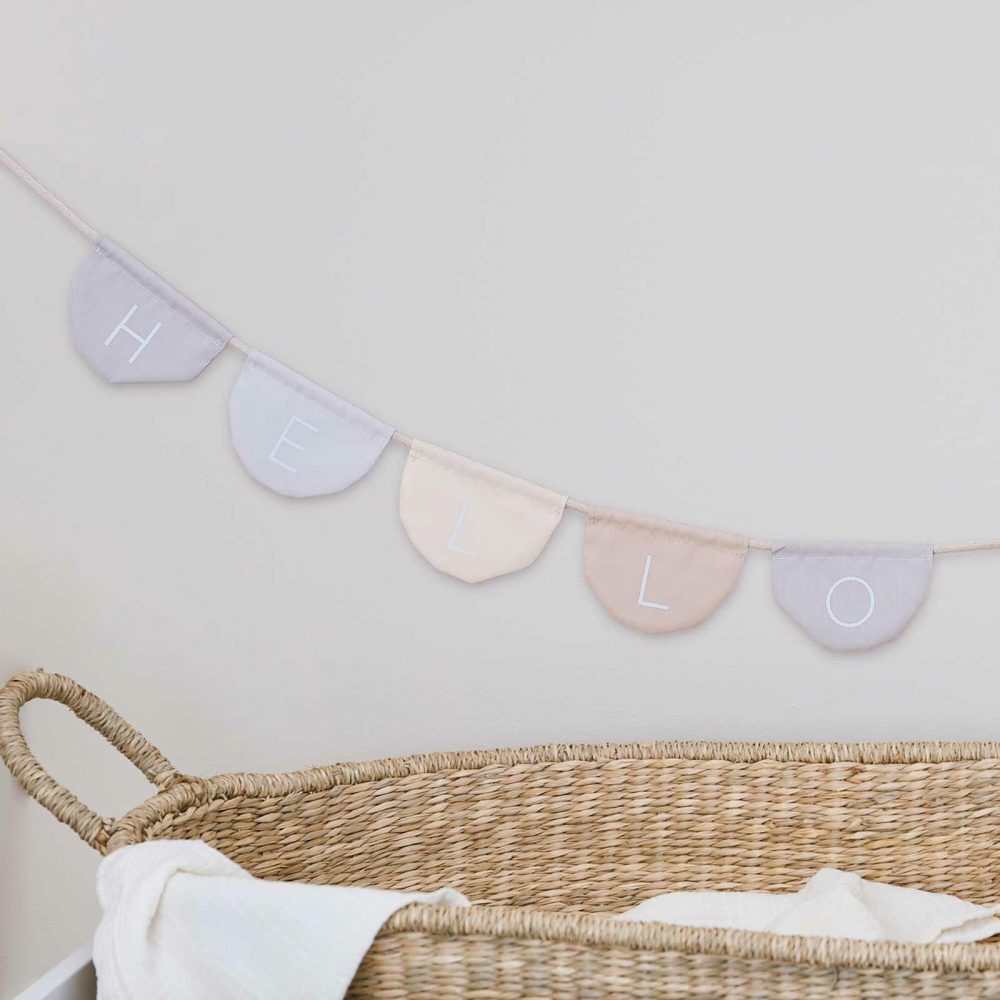 Baby Shower Decorations |   Hello Baby Fabric Baby Bunting Baby Shower Baby Shower Decorations