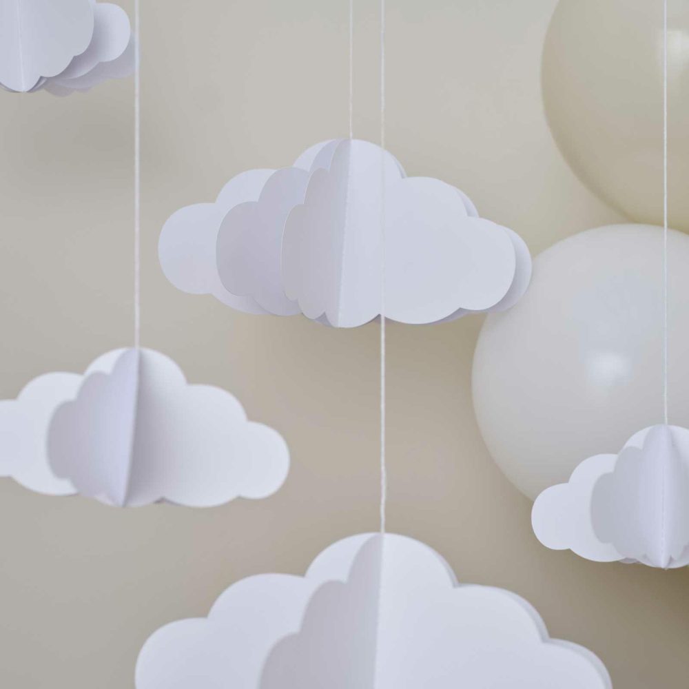 Baby Shower Decorations |   White 3D Hanging Cloud Decorations Baby Shower Baby Shower Backdrop