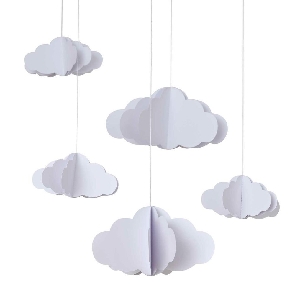 Baby Shower Decorations |   White 3D Hanging Cloud Decorations Baby Shower Baby Shower Backdrop