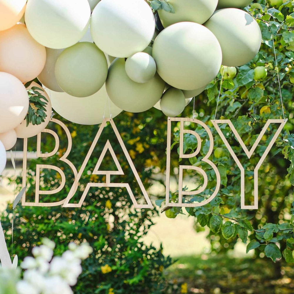 Baby Shower Decorations |   Wooden Baby Hanging Decoration Baby Shower Baby Shower Decorations