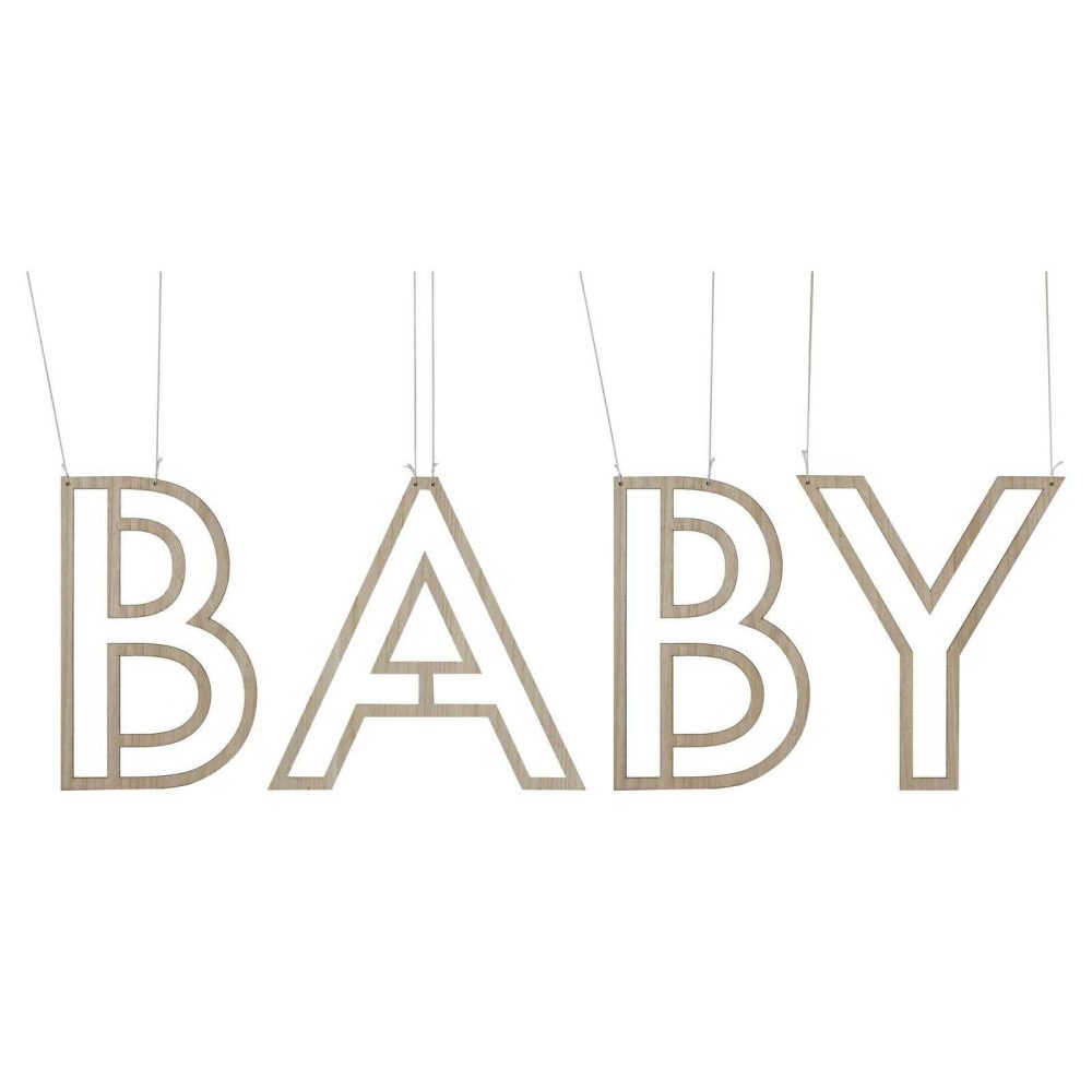 Baby Shower Decorations |   Wooden Baby Hanging Decoration Baby Shower Baby Shower Decorations