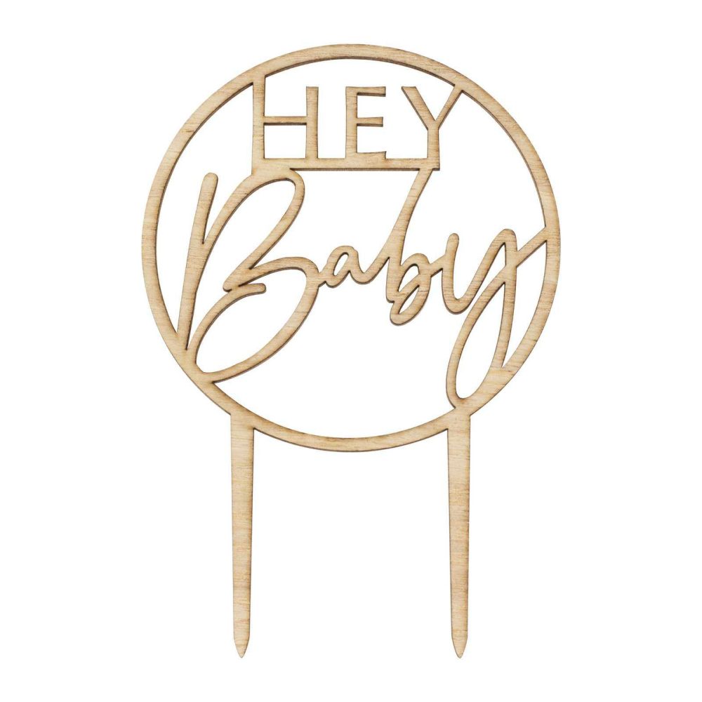 Baby Shower Decorations |   Wooden Hey Baby Shower Cake Topper Baby Shower Baby Shower Cake Decorations