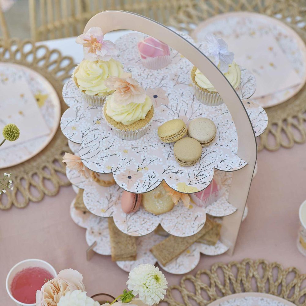 Baby Shower Donut Walls & Treat Stands |   Floral Afternoon Tea Stand Baby Shower Donut Walls & Treat Stands