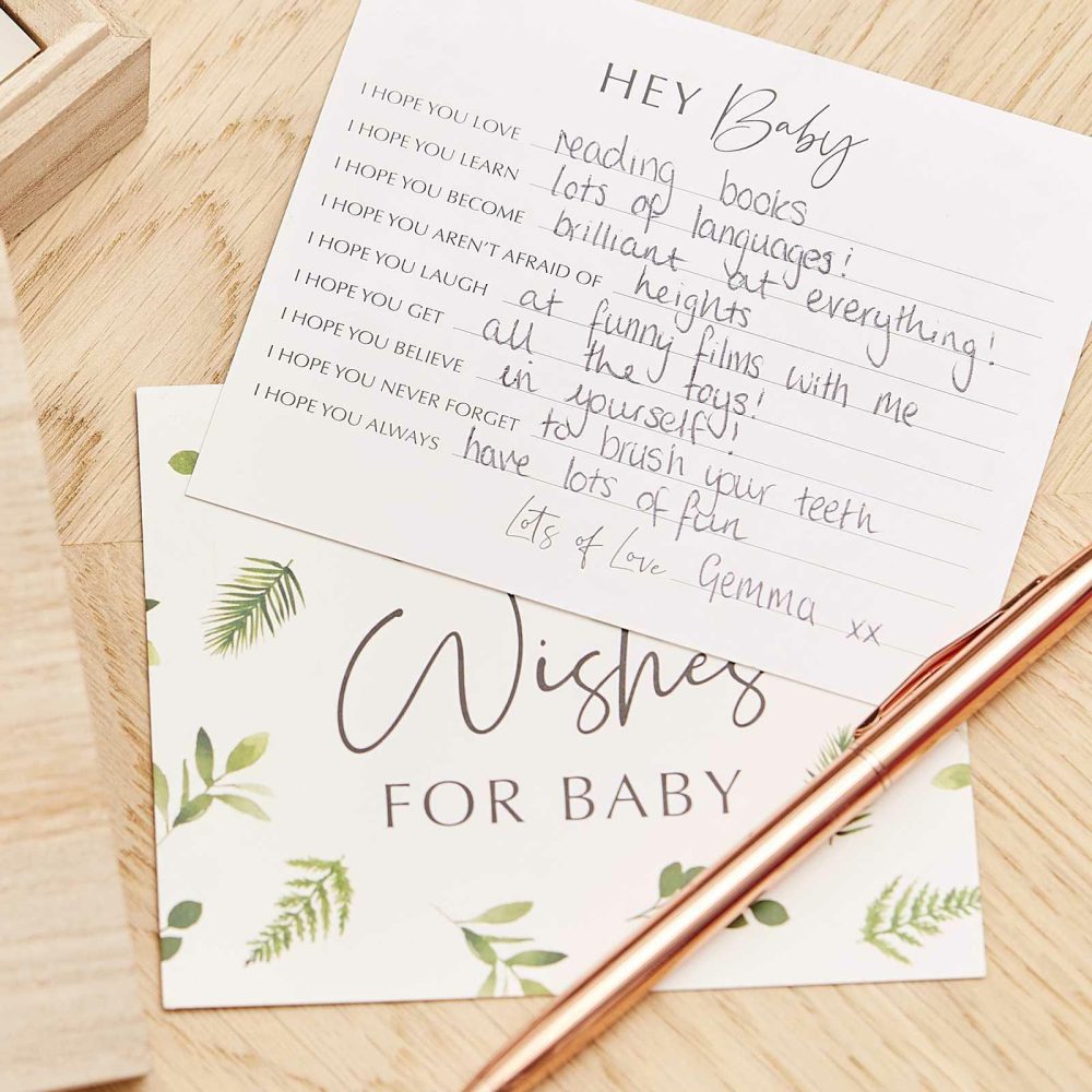 Baby Shower Games |   Botanical Baby Shower Advice Cards And Keepsake Box Baby Shower Baby Shower Games