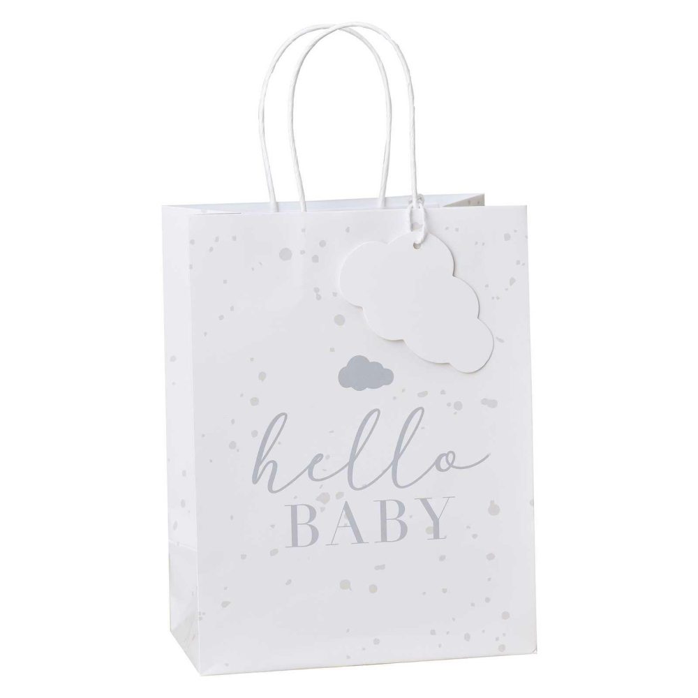 Baby Shower Gifts |   Hello Baby Speckle And Cloud Baby Shower Gift Bags Baby Shower Baby Shower Gifts