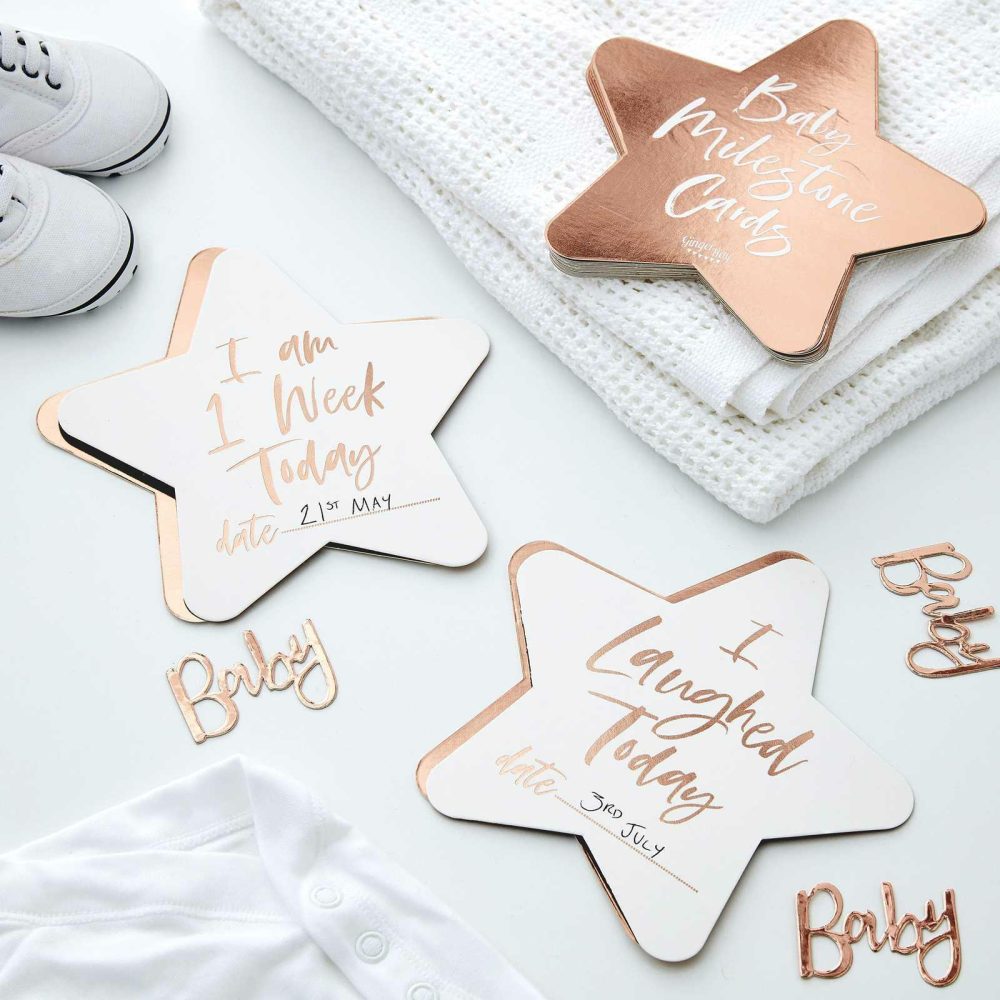 Baby Shower Gifts |   Rose Gold Foiled Milestone Cards – Twinkle Twinkle Baby Shower Baby Shower Gifts