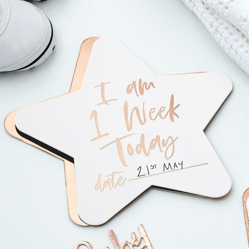 Baby Shower Gifts |   Rose Gold Foiled Milestone Cards – Twinkle Twinkle Baby Shower Baby Shower Gifts