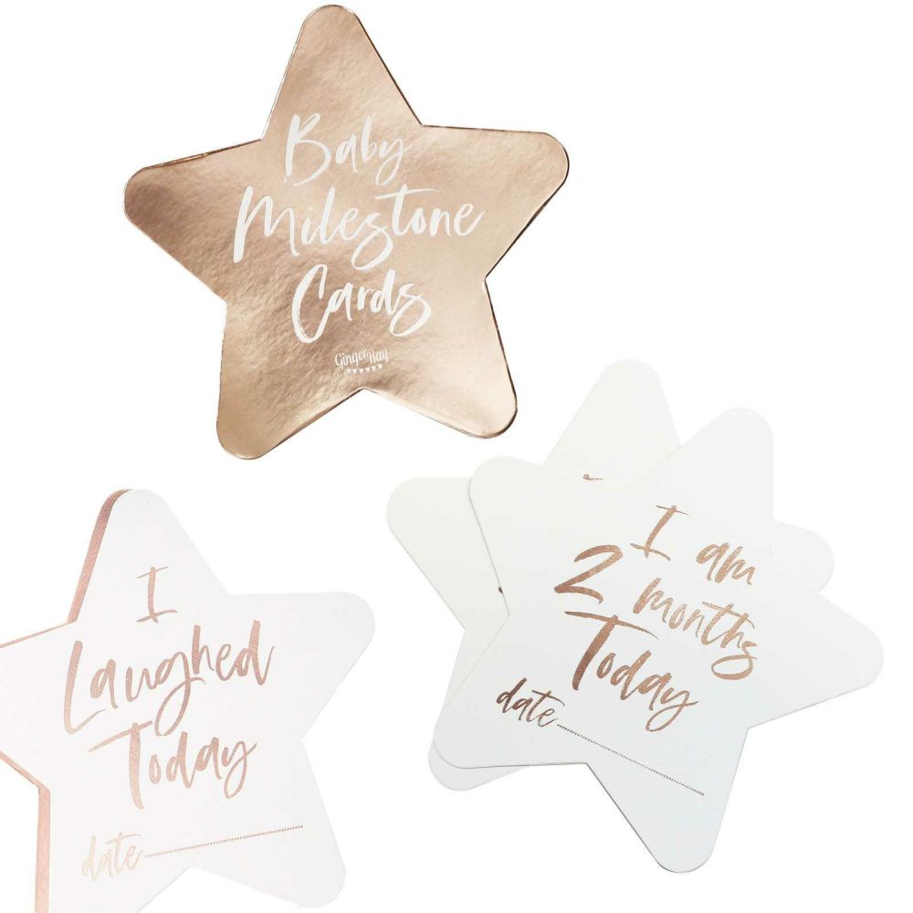 Baby Shower Gifts |   Rose Gold Foiled Milestone Cards – Twinkle Twinkle Baby Shower Baby Shower Gifts