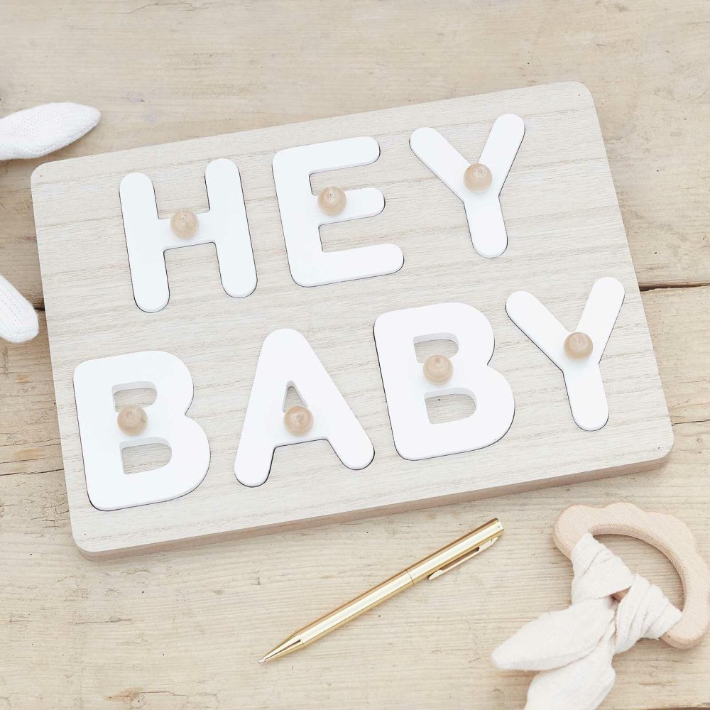 Baby Shower Guest Book |   Hey Baby Wooden Puzzle Baby Shower Guest Book Baby Shower Baby Shower Guest Book