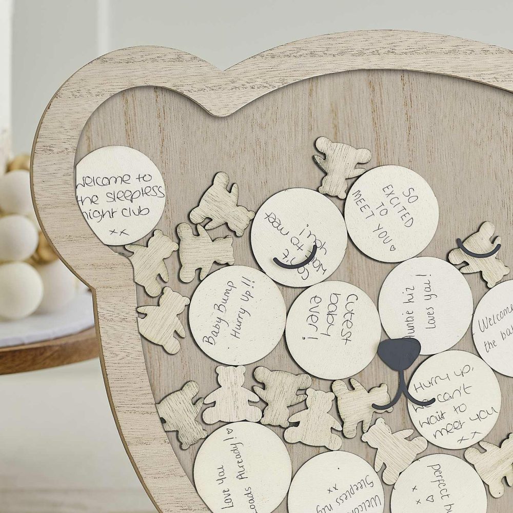 Baby Shower Guest Book |   Wooden Teddy Baby Shower Drop-Top Guest Book Alternative Baby Shower Baby Shower Guest Book