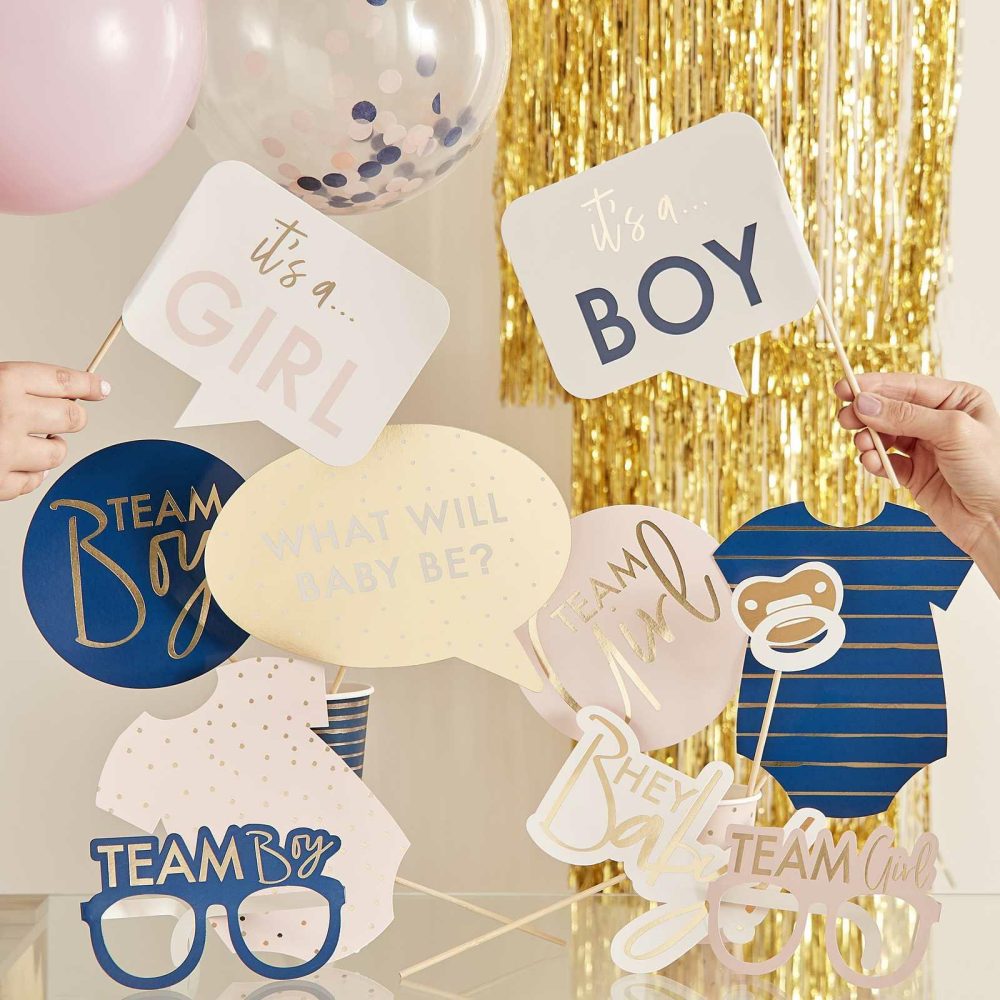 Baby Shower Photobooth |   Gold Foiled Gender Reveal Party Photo Booth Props Baby Shower Baby Shower Photobooth