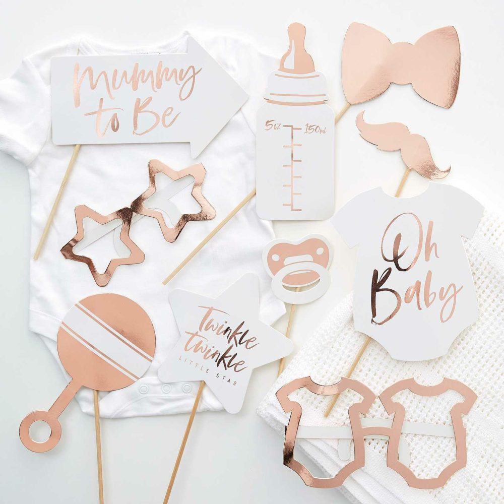 Baby Shower Photobooth |   Rose Gold Baby Shower Photo Booth Props Baby Shower Baby Shower Photobooth