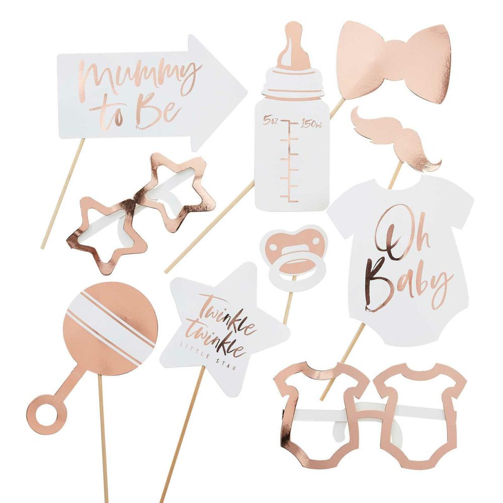 Baby Shower Photobooth |   Rose Gold Baby Shower Photo Booth Props Baby Shower Baby Shower Photobooth