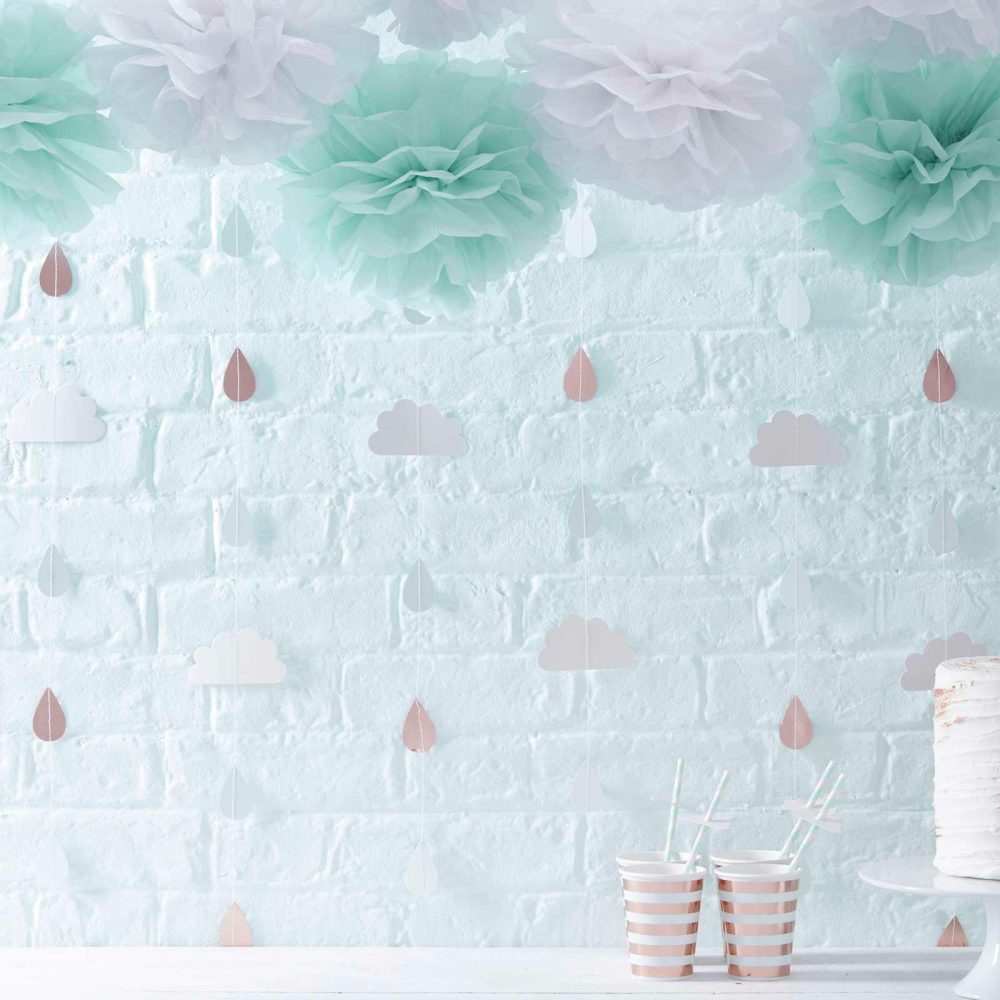 Baby Shower Photobooth |   Rose Gold Raindrops And Clouds Baby Shower Decoration Baby Shower Baby Shower Backdrop