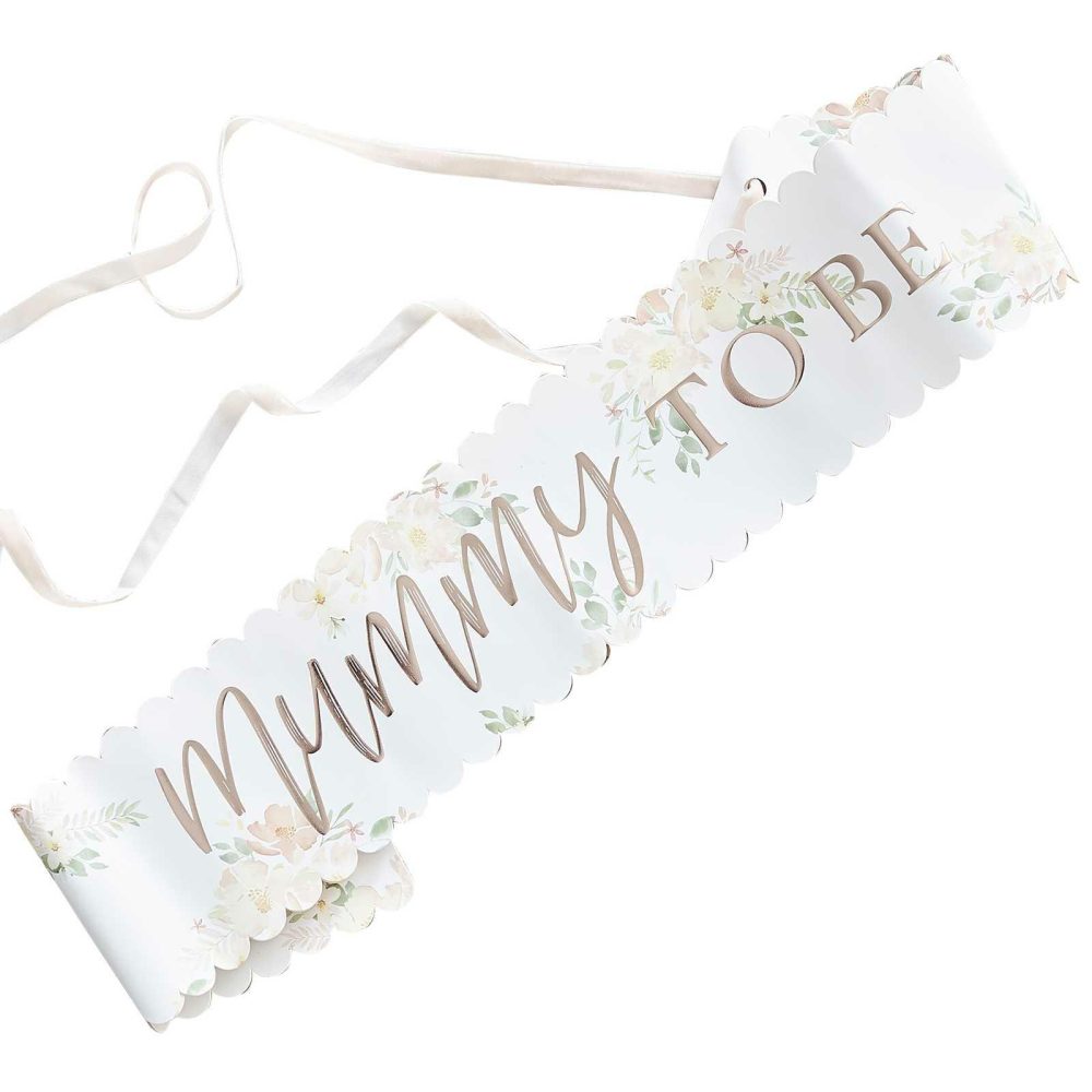 Baby Shower Sashes |   Floral Rose Gold Mummy To Be Baby Shower Sash Baby Shower Baby Shower Sashes