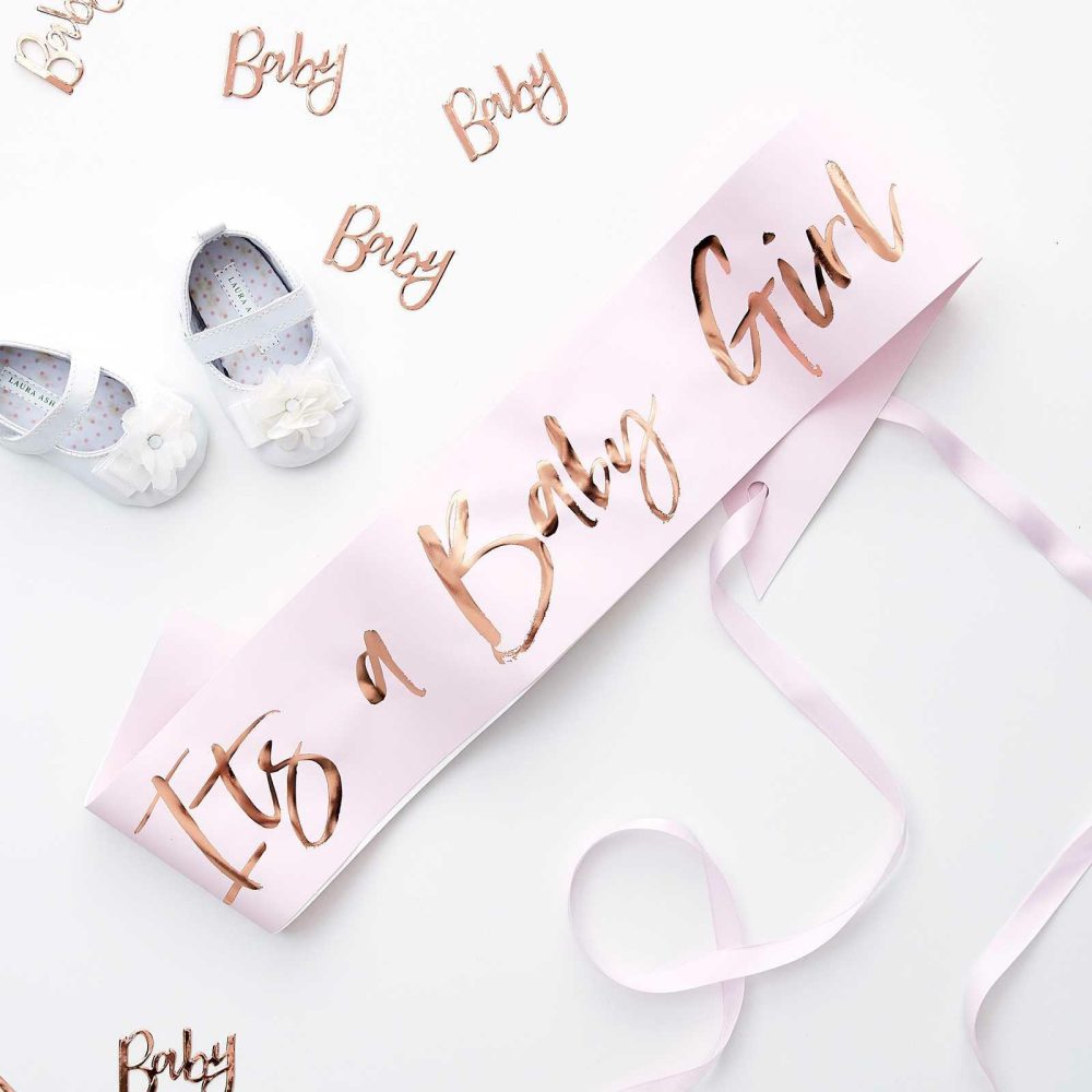 Baby Shower Sashes |   It’s A Baby Girl Pink Baby Shower Sash Baby Shower Baby Shower Sashes