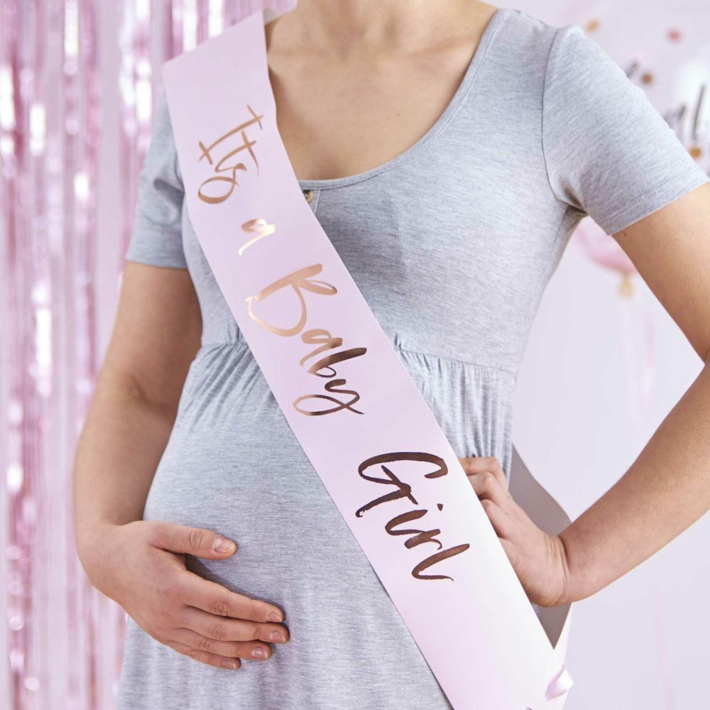 Baby Shower Sashes |   It’s A Baby Girl Pink Baby Shower Sash Baby Shower Baby Shower Sashes