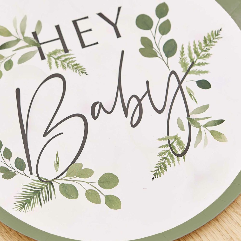 Baby Shower Tableware |   Botanical Hey Baby Shower Plates Baby Shower Baby Shower Tableware