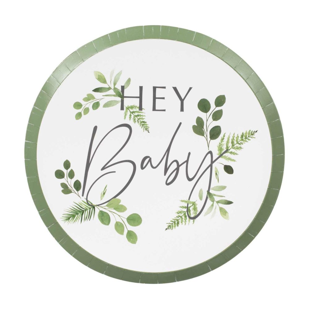 Baby Shower Tableware |   Botanical Hey Baby Shower Plates Baby Shower Baby Shower Tableware