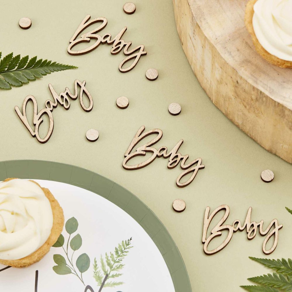 Baby Shower Tableware |   Wooden Baby Shower Confetti Baby Shower Baby Shower Tableware