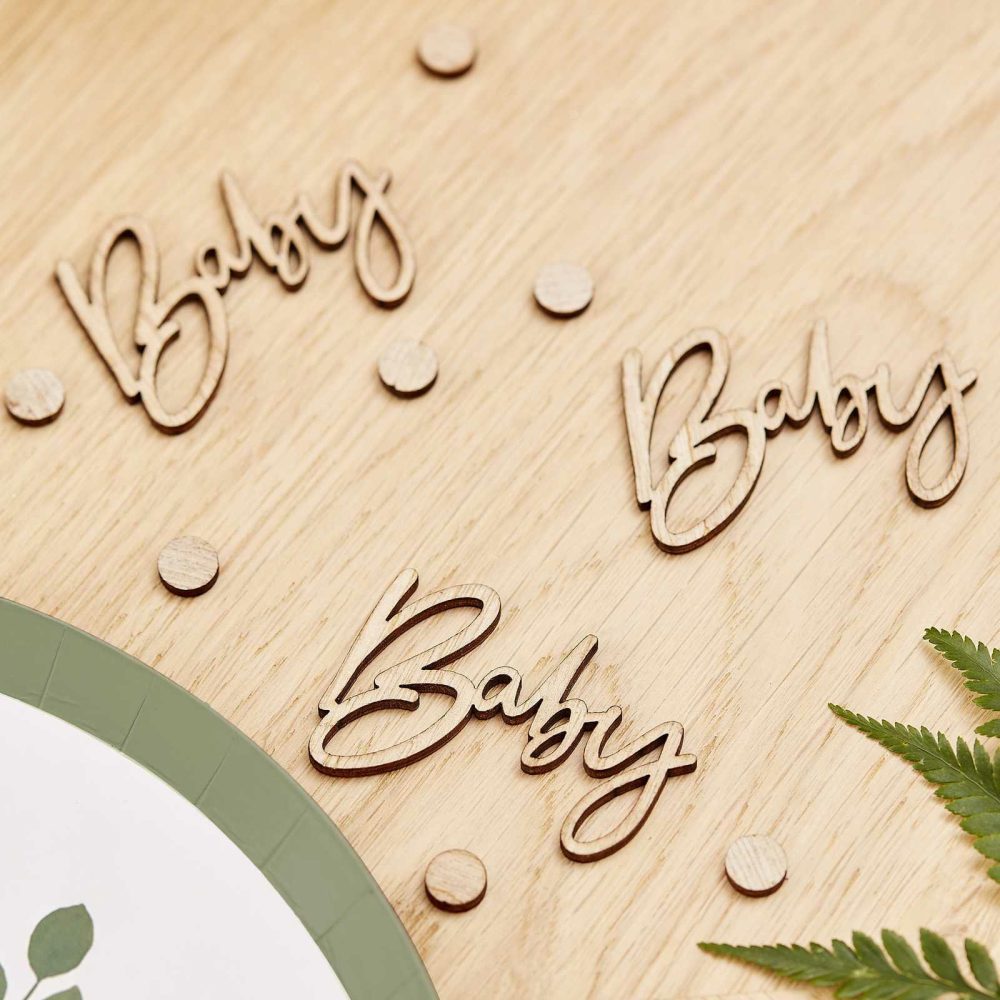 Baby Shower Tableware |   Wooden Baby Shower Confetti Baby Shower Baby Shower Tableware