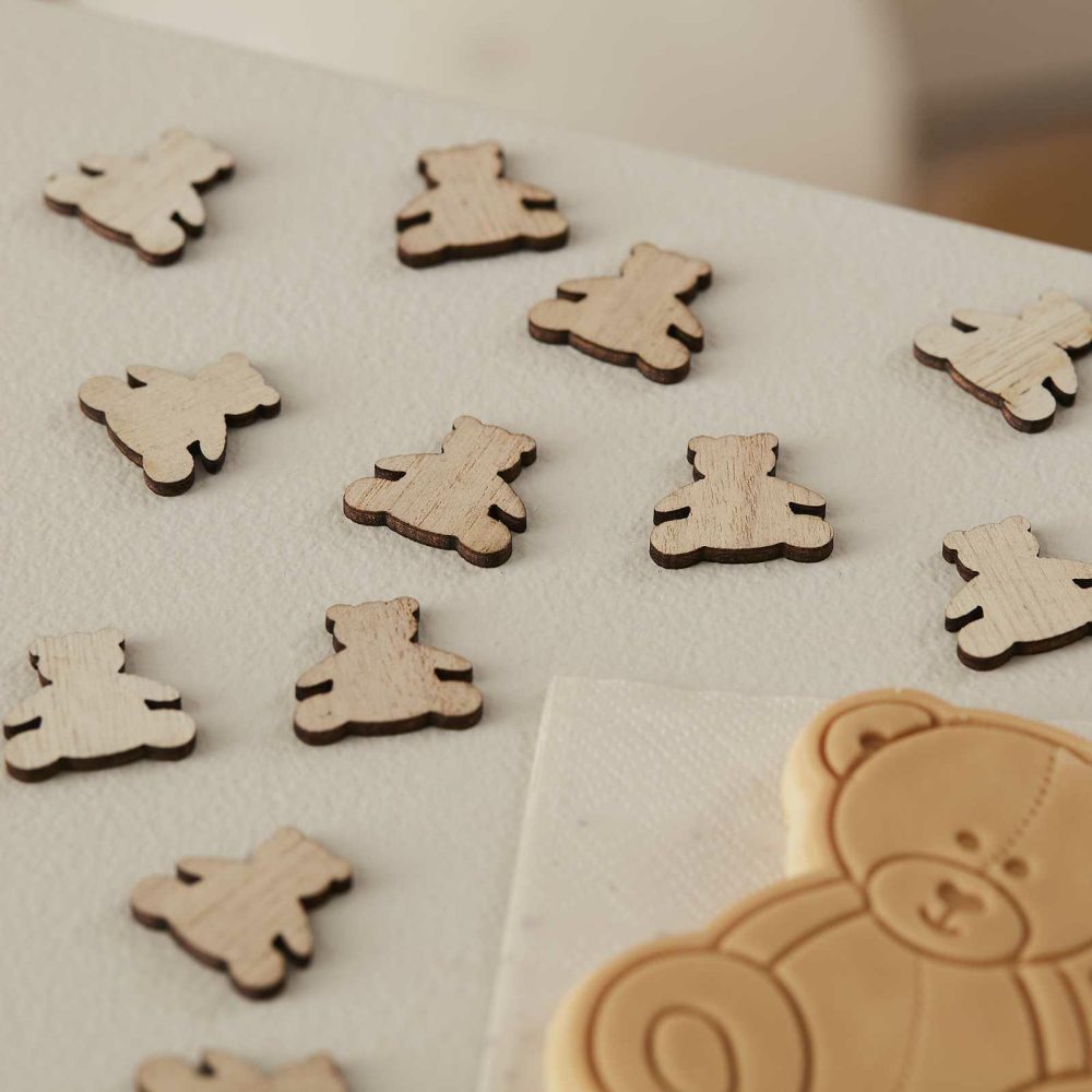 Baby Shower Tableware |   Wooden Teddy Bear Baby Shower Confetti Baby Shower Baby Shower Tableware