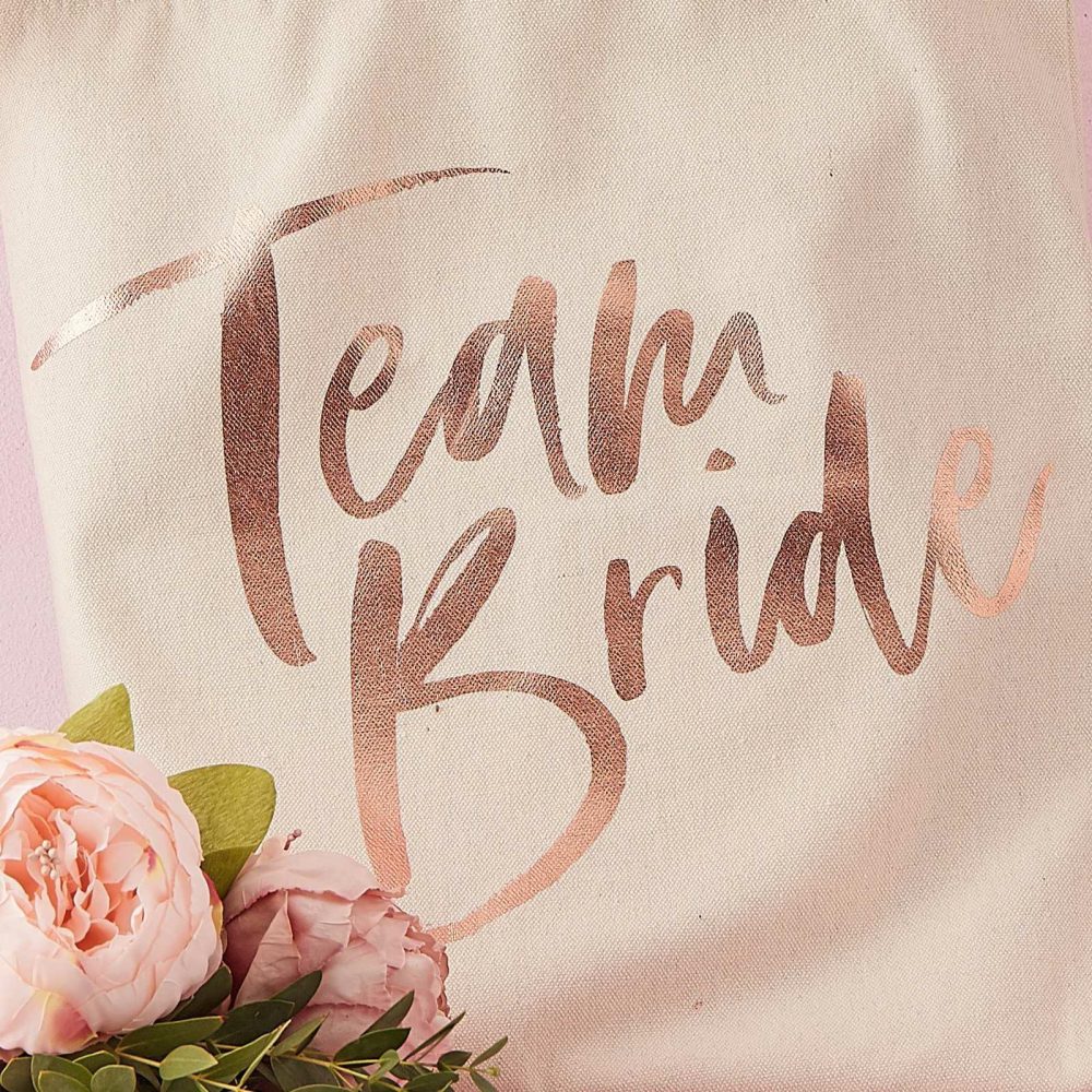 Bachelorette Party Bags |   Team Bride Printed Tote Bag – Floral Bachelorette Party Bachelorette Party Accessories Bachelorette Party Bags