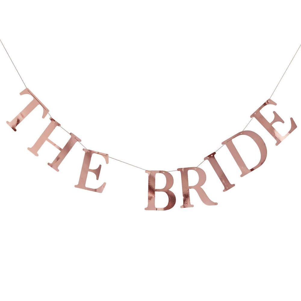 Bachelorette Party Banners |   Rose Gold The Bride Bachelorette Party Bunting With Photo Pegs Bachelorette Party Banners Bachelorette Party Banners