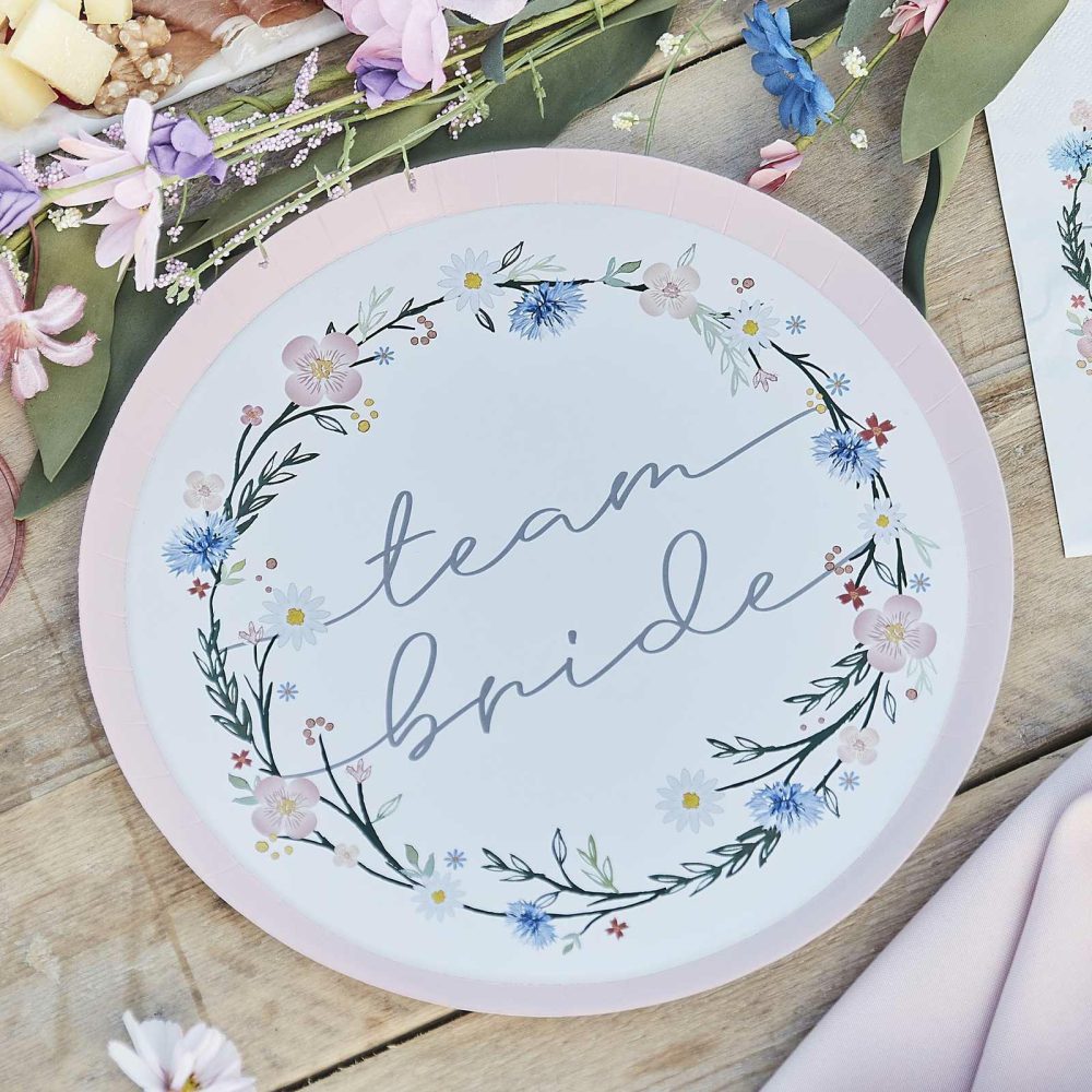 Bachelorette Party Tableware |   Boho Floral Eco Team Bride Bachelorette Party Plates Bachelorette Party Decorations Bachelorette Party Tableware