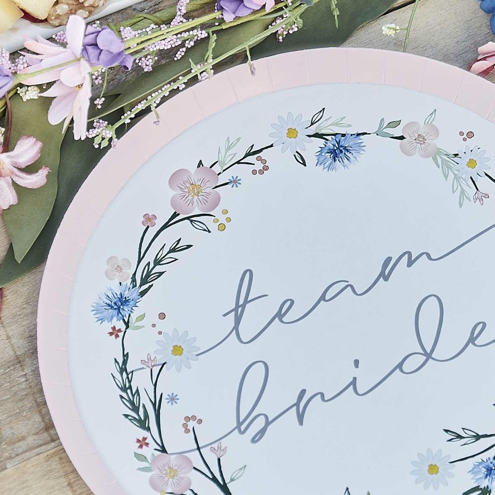 Bachelorette Party Tableware |   Boho Floral Eco Team Bride Bachelorette Party Plates Bachelorette Party Decorations Bachelorette Party Tableware