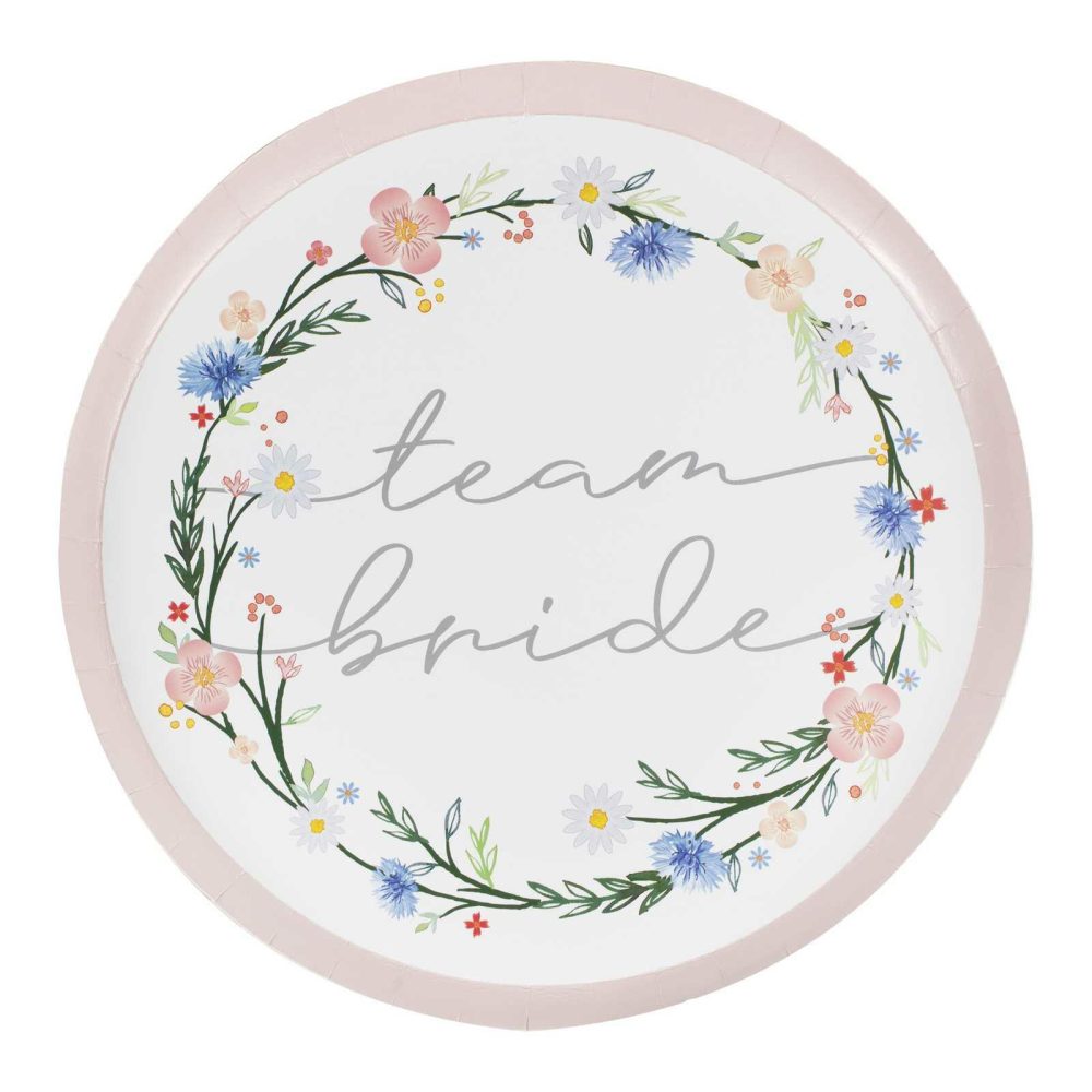 Bachelorette Party Tableware |   Boho Floral Eco Team Bride Bachelorette Party Plates Bachelorette Party Decorations Bachelorette Party Tableware