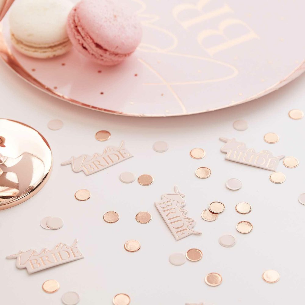 Bachelorette Party Tableware |   Team Bride Blush And Rose Gold Bachelorette Party Confetti Bachelorette Party Decorations Bachelorette Party Tableware