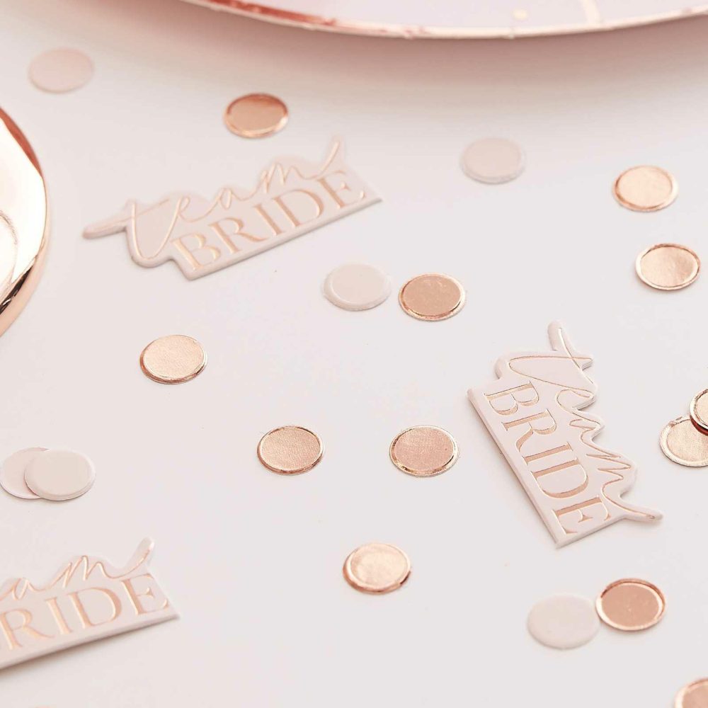 Bachelorette Party Tableware |   Team Bride Blush And Rose Gold Bachelorette Party Confetti Bachelorette Party Decorations Bachelorette Party Tableware