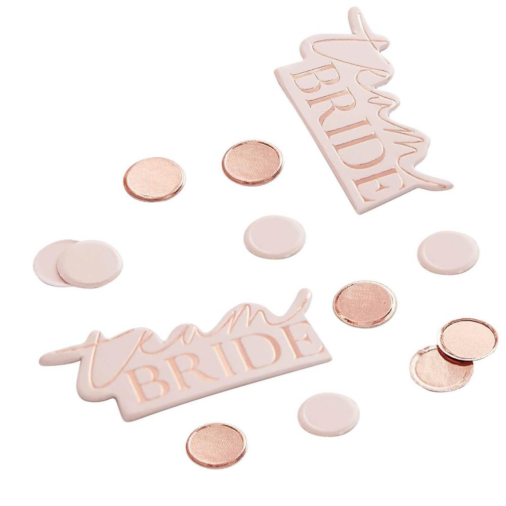 Bachelorette Party Tableware |   Team Bride Blush And Rose Gold Bachelorette Party Confetti Bachelorette Party Decorations Bachelorette Party Tableware