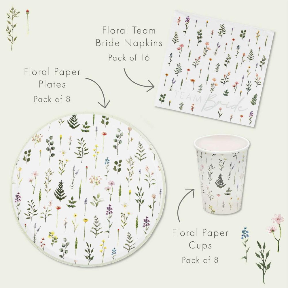 Bachelorette Party Tableware |   Team Bride Floral Hen Party Tableware Kit Bachelorette Party Decorations Bachelorette Party Tableware