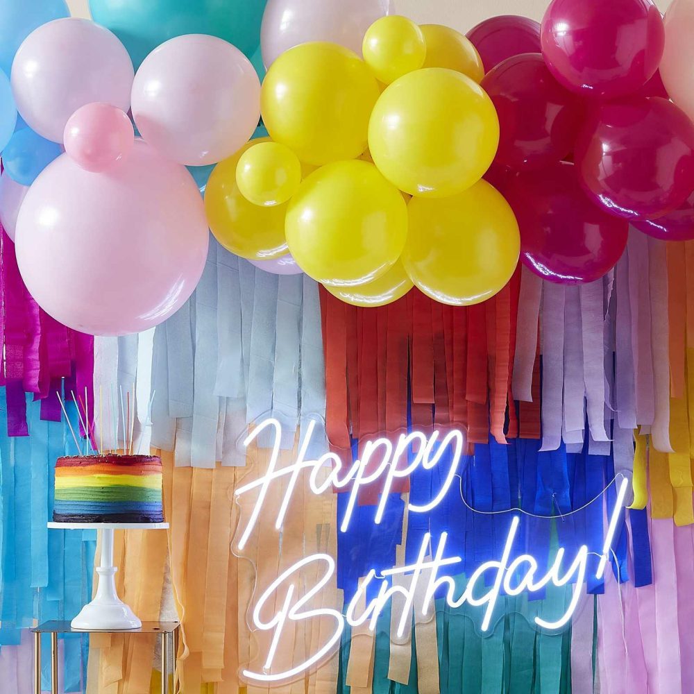 Backdrops |   Balloon And Streamer Brights Rainbow Party Backdrop Backdrops Backdrops